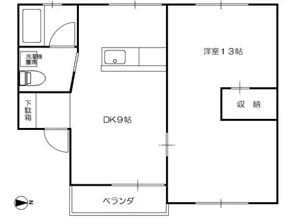 太陽ガーデン110(1DK/2階)の間取り写真