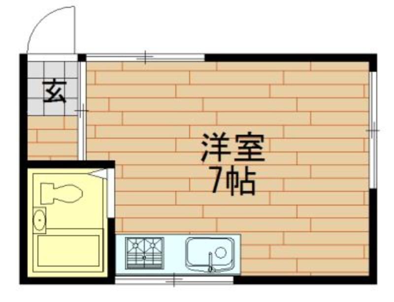 ハイツ夕陽丘(ワンルーム/2階)の間取り写真