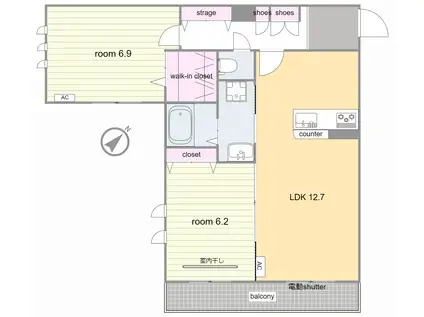 グリナージュ武蔵浦和(2LDK/1階)の間取り写真
