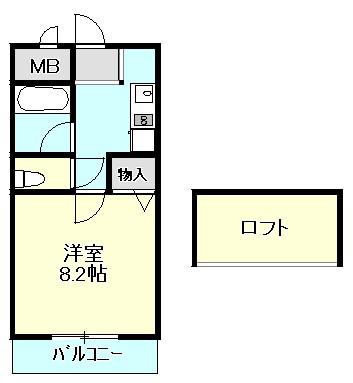 シャルルシャトー(1K/2階)の間取り写真