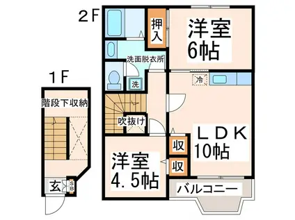 ビサイド桜木(2LDK/2階)の間取り写真