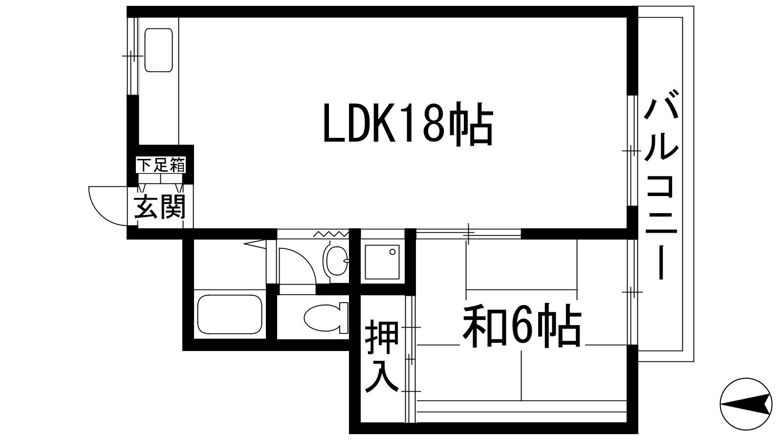 弥栄マンション(1LDK/1階)の間取り写真