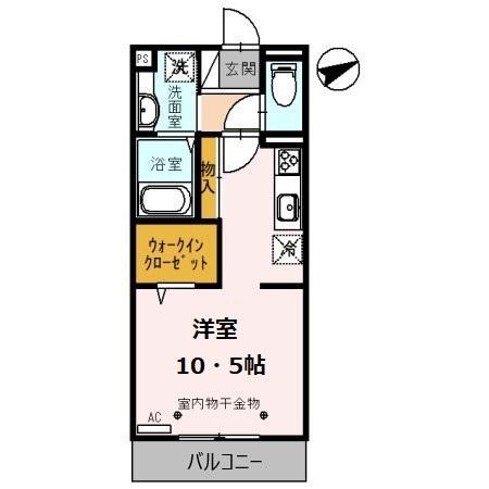 D-ROOM FLOWER(ワンルーム/2階)の間取り写真