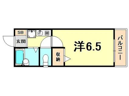 ジュネス夙川(1K/3階)の間取り写真