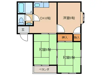 レジデンス青川II(3DK/2階)の間取り写真