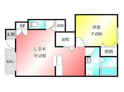 ファミリーヒルズ星ヶ丘 I(1LDK/1階)の間取り写真