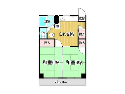 桜第3コーポ(2DK/3階)の間取り写真
