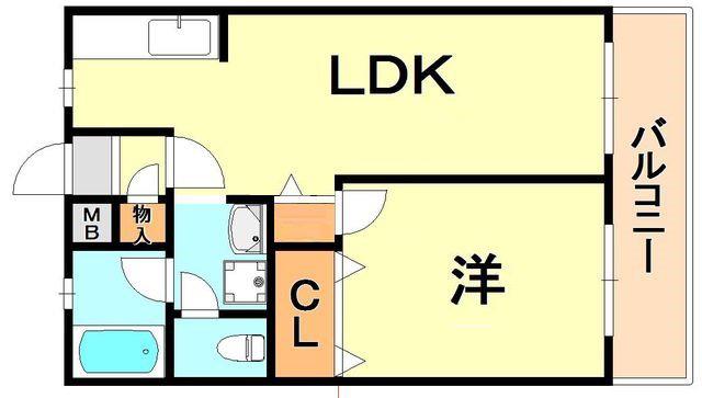 YKハイツ高丸(1LDK/2階)の間取り写真