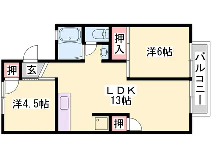 センチュリー7 A棟(2LDK/1階)の間取り写真