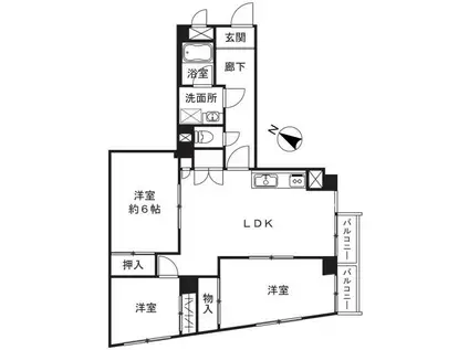 サンビューハイツ四番町308(3LDK/3階)の間取り写真