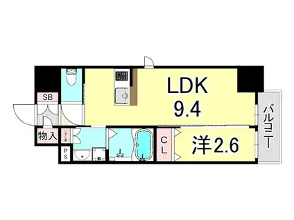 クローバー・フロント(1LDK/4階)の間取り写真