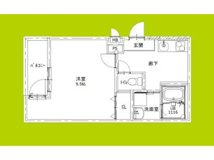 フジパレス阪急園田ウエストII番館(1K/1階)の間取り写真