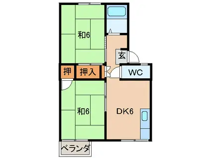 プレジール紀三井寺(2DK/2階)の間取り写真