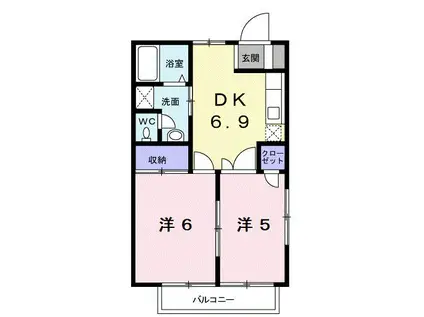 エクセルハイム(2DK/2階)の間取り写真