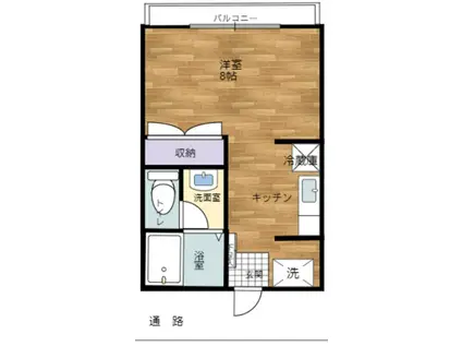 フラワーハイツII(1K/2階)の間取り写真