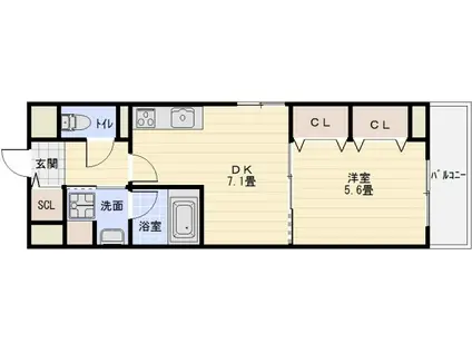 ハイムかずや(1DK/6階)の間取り写真