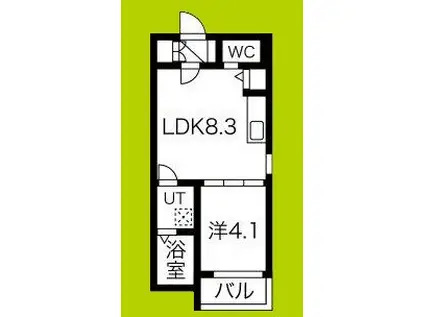 ルミエール若江岩田(1LDK/1階)の間取り写真