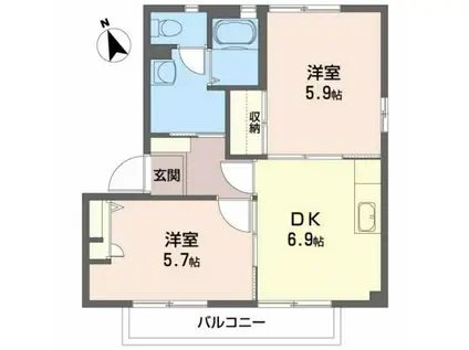 シャーメゾンKATO・I(2DK/2階)の間取り写真