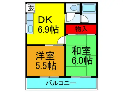 桜木マンション(2DK/4階)の間取り写真