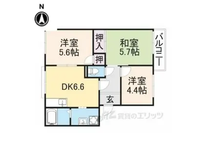 パティオふじA・B(3DK/2階)の間取り写真