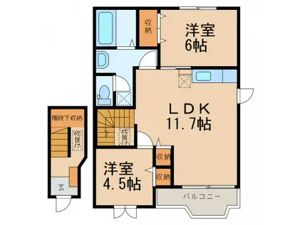 ＪＲ和歌山線 紀伊小倉駅 徒歩11分 2階建 築26年(2LDK/2階)の間取り写真