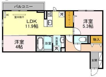 アベニールAVENIR(2LDK/1階)の間取り写真
