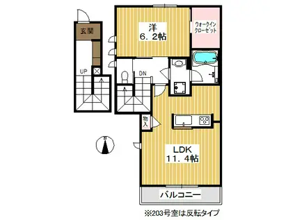 グリナージュ(1LDK/2階)の間取り写真