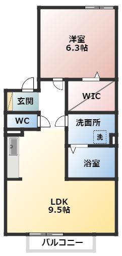 サンパティーク(1LDK/1階)の間取り写真