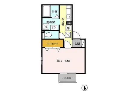 レクエルド137(1K/1階)の間取り写真