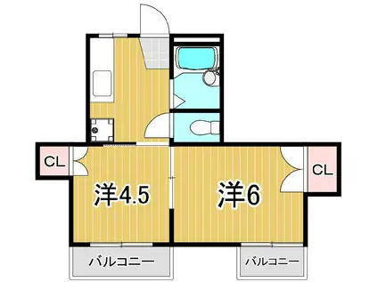 嵯峨野ハイツ(2K/2階)の間取り写真