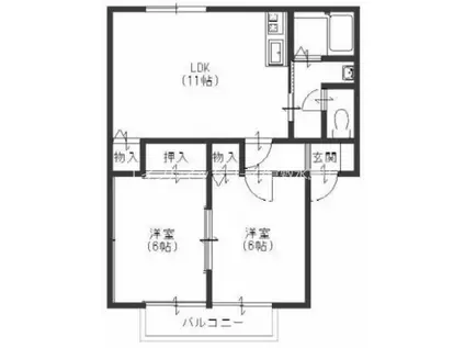 サンライズ玉吉(2LDK/1階)の間取り写真