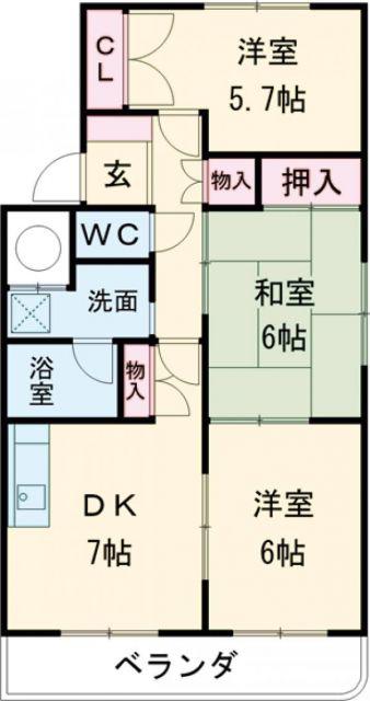近鉄名古屋線 近鉄長島駅 徒歩14分 4階建 築29年(3DK/2階)の間取り写真