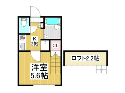 サニーヒル蟻ヶ崎(1K/2階)の間取り写真