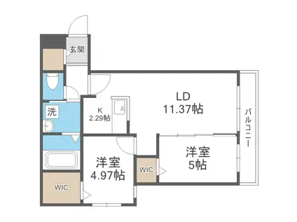 FLYING HORSE MARUYAMA(2LDK/3階)の間取り写真