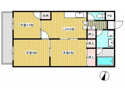 植田マンション(3DK/1階)の間取り写真