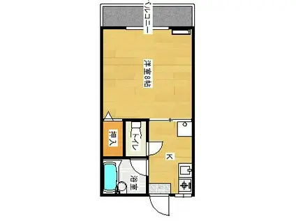 エスティアム中須賀(1K/2階)の間取り写真