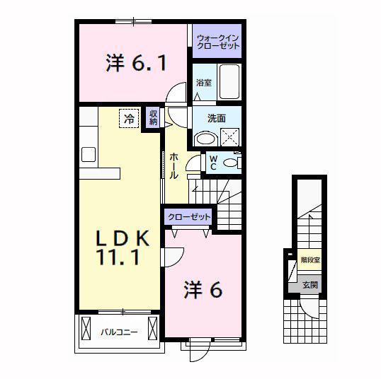 モアニケアラ(2LDK/2階)の間取り写真