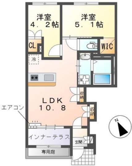 ノイエプルーシア(2LDK/1階)の間取り写真
