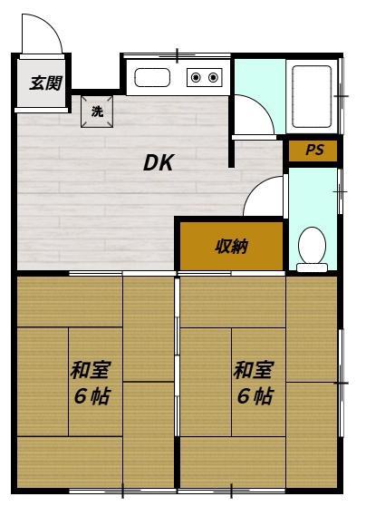 サクマハイツNO2(2DK/2階)の間取り写真