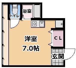 小林西ビル(ワンルーム/2階)の間取り写真