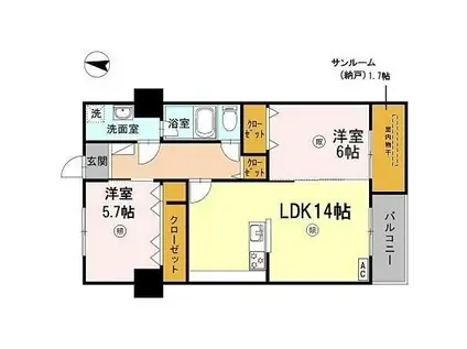 ファミール五反田(2LDK/3階)の間取り写真