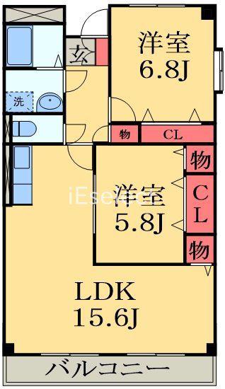 アーバンヒルズ(2LDK/2階)の間取り写真