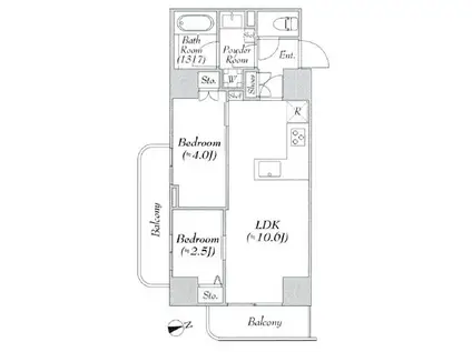ルミーク浅草(2LDK/10階)の間取り写真