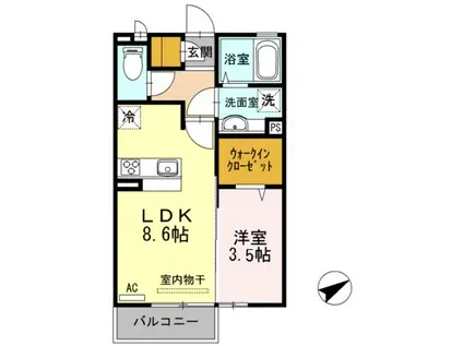 ラーンサバーイII(1LDK/2階)の間取り写真