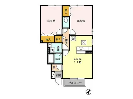 ロイヤルコート(2LDK/1階)の間取り写真