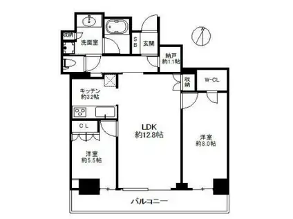 大阪ひびきの街 ザ・サンクタスタワー(2LDK/45階)の間取り写真