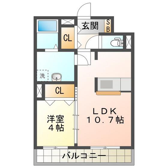 ファインII(1LDK/3階)の間取り写真