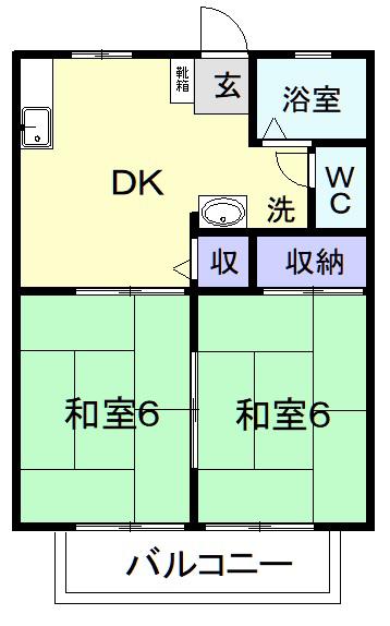 西ハイツ(2DK/2階)の間取り写真