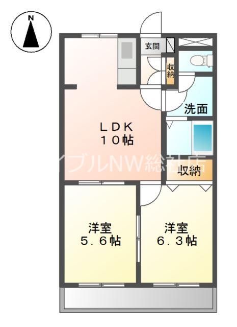 アメニティーハイツ2(2LDK/1階)の間取り写真