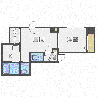 フェニックス円山(1LDK/2階)の間取り写真